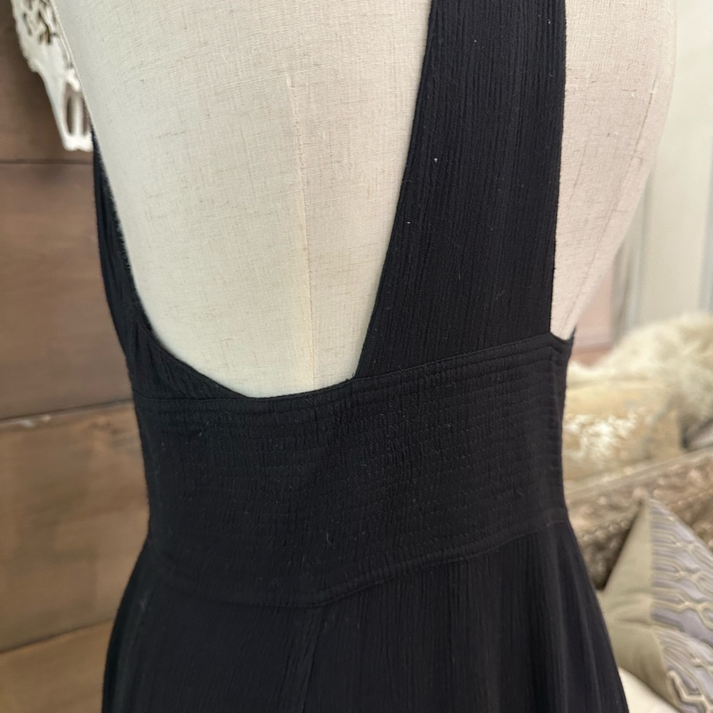 Free People black racer back tank button front maxi dress - Picture 4 of 6